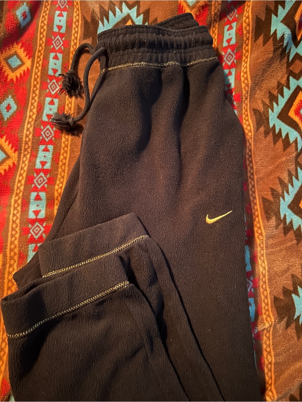 Nike Black Jogger Pants with Gold Swoosh